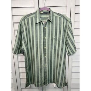 Hobie Linen Blend Striped Short Sleeve Button Down Shirt Men's Size Large